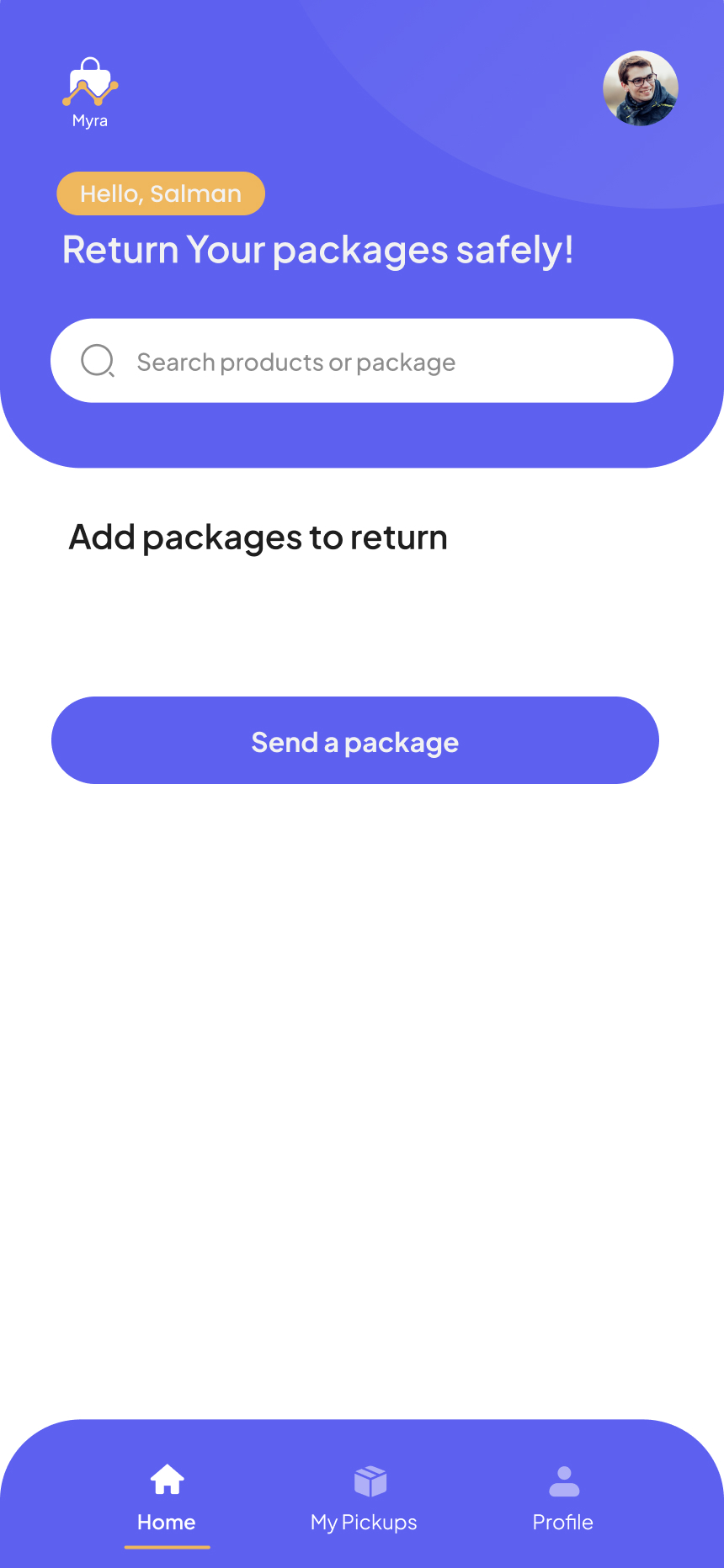 MyraOnline Home Screen